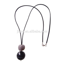 Böhmische lange schwarze Leder Sued Cord natürliche Achat minimalistischen Halskette Schmuck